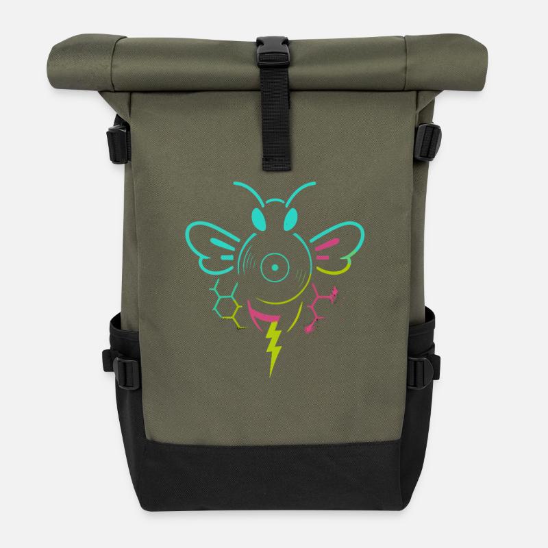 Music Bee avec Vinyl Beat et Blitz Power - Sac à dos roll top - olive/noir