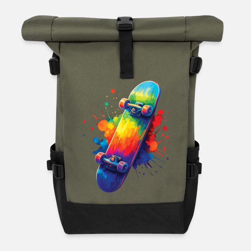Skateboard Multicolore - Art Splash Skate - Sac à dos roll top - olive/noir