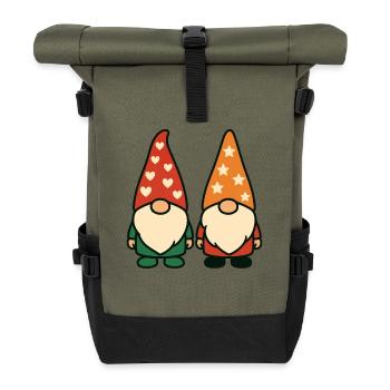 Drôle de design familial de Noël pour les fêtes des gnomes de Noël - Sac à dos roll top - olive/noir - Devant