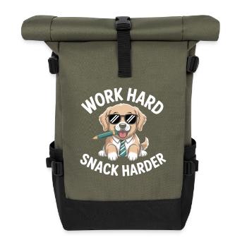 Lustiges Labrador-Zitat Hart arbeiten härter nas - Rolltop Rucksack - Olive/Schwarz - Vorne