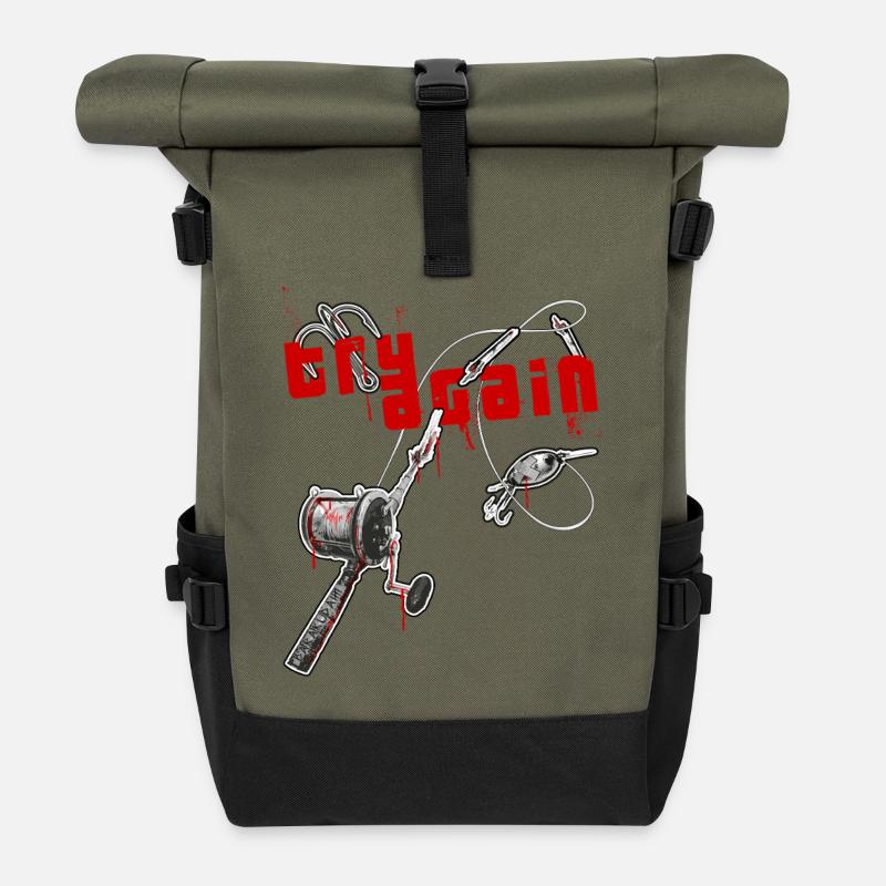 Angeln - Rolltop Rucksack - Olive/Schwarz