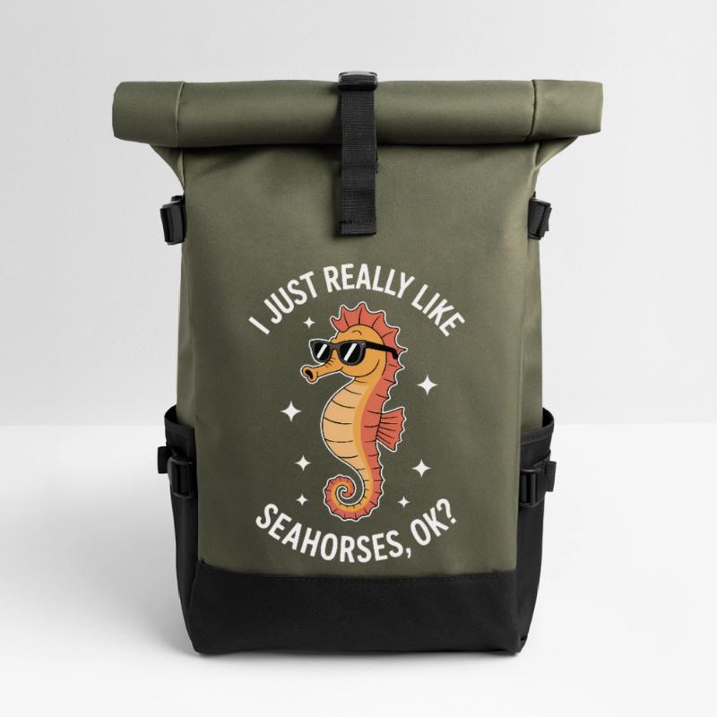 Seepferdchen Spruch Lustiges Seepferdchen Geschenk Rolltop Rucksack