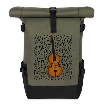 Contrebasse Notes musicales Bassiste Musicien à cordes - Sac à dos roll top - olive/noir - Devant