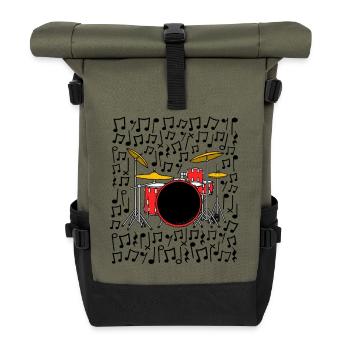 Batterie Notes musicales Batteur Professeur de musique - Sac à dos roll top - olive/noir - Devant