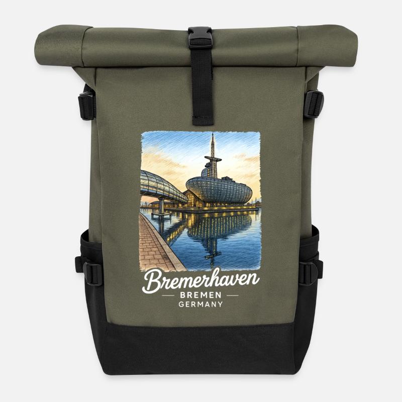 Bremerhaven - Rolltop Rucksack - Olive/Schwarz