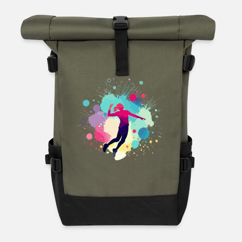 Volleyball player, volleyball, volleyball player - Roll Top Backpack - olive/black