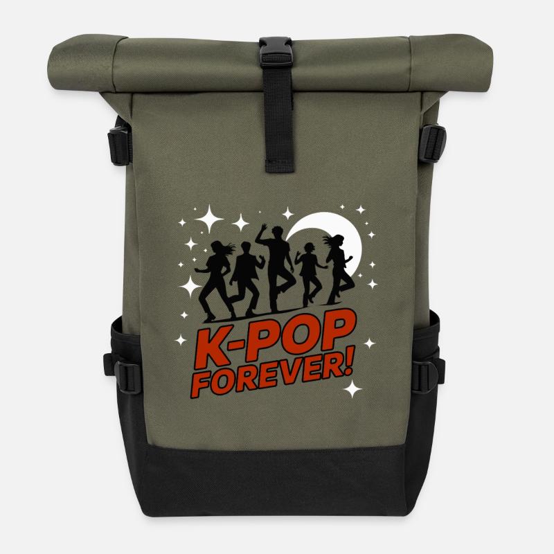 K-Pop Forever Dance Club - Roll Top Backpack - olive/black