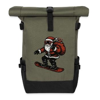 Grunge Santa Snowboard Ride - Rolltop Rucksack - Olive/Schwarz - Vorne