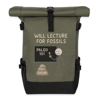 Prähistorische Steinwerkzeuge Des Homo - Rolltop Rucksack - Olive/Schwarz - Vorne