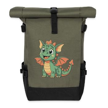 Petit Dragon Mignon - Sac à dos roll top - olive/noir - Devant