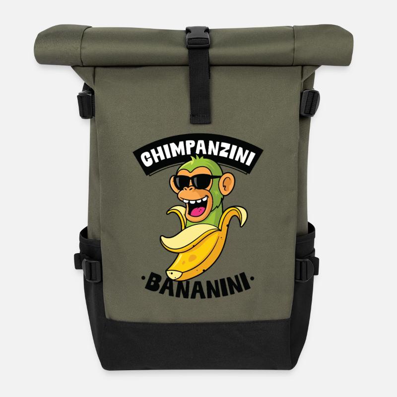Chimpanzini Bananini - Roll Top Backpack - olive/black