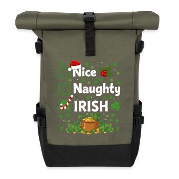 Nice Naughty Irish St Patrick - Roll Top Backpack - olive/black - Front