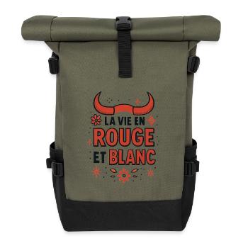 Féria - La Vie en rouge et blanc - Sac à dos roll top - olive/noir - Devant