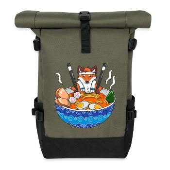 Fox Ramen Japanese Food Kawaii Anime Noodle Lover  - Roll Top Backpack - olive/black - Front