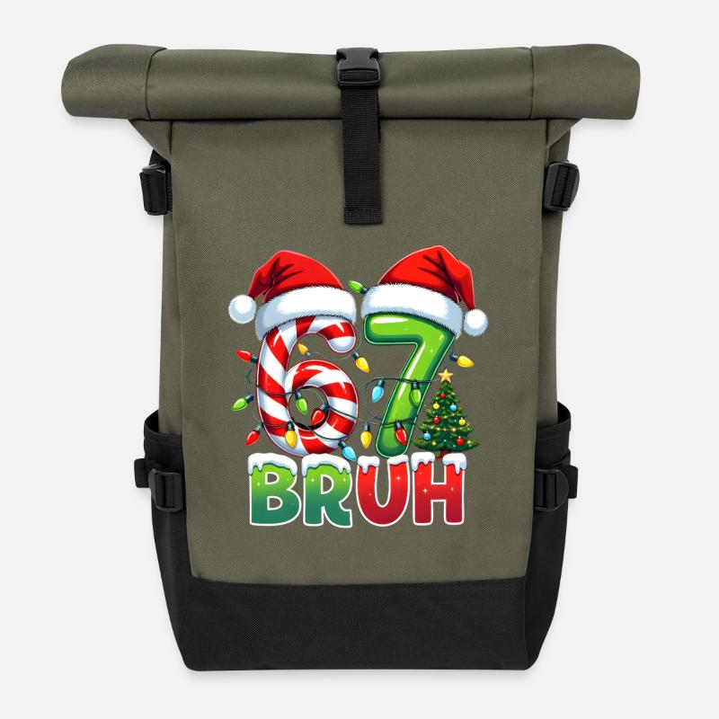 Bruh 67 Zuckerstangen Weihnachtsdesign - Rolltop Rucksack - Olive/Schwarz