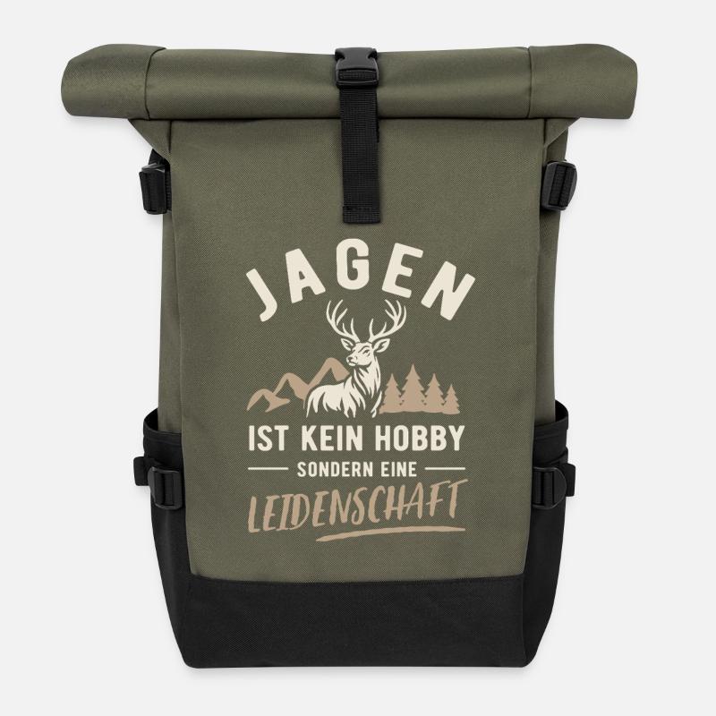 Jagen | Kein Hobby sondern Leidenschaft - Rolltop Rucksack - Olive/Schwarz