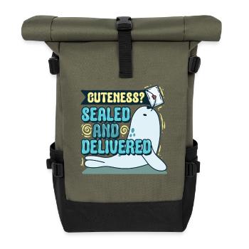 Sattelrobbe Robben Cuteness? Sealed And Delivered - Rolltop Rucksack - Olive/Schwarz - Vorne
