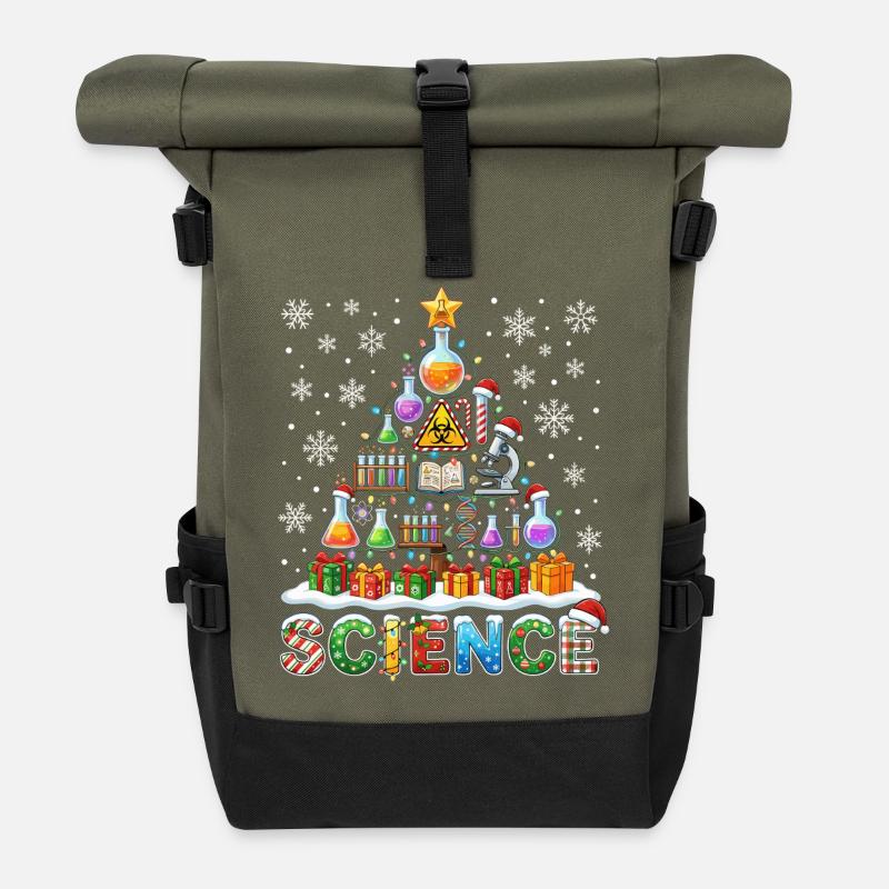 Wissenschafts Weihnachtsbaum Labor Geräte Geschenk - Rolltop Rucksack - Olive/Schwarz