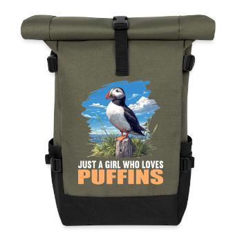 Puffin Papageientaucher - Rolltop Rucksack - Olive/Schwarz - Vorne