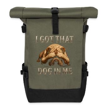 Dog in Me Shar Pei Dog - Roll Top Backpack - olive/black - Front