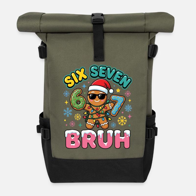 Gingerbread Bruh Winterzauber - Rolltop Rucksack - Olive/Schwarz