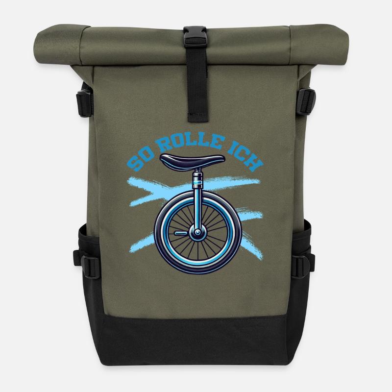 So Rolle Ich Einrad Einradfahrer - Rolltop Rucksack - Olive/Schwarz