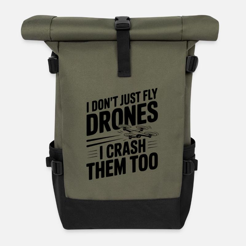 Je ne fais pas que piloter des drones, je les écrase aussi - Sac à dos roll top - olive/noir