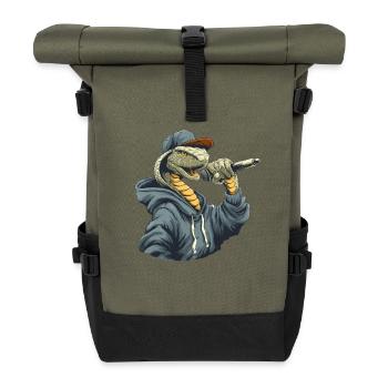 Rapper snake in hoodie - Roll Top Backpack - olive/black - Front
