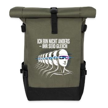 Je ne suis pas différent – tu es pareil - Sac à dos roll top - olive/noir - Devant