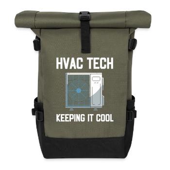 Technicien CVC qui garde le calme en disant technicien - Sac à dos roll top - olive/noir - Devant
