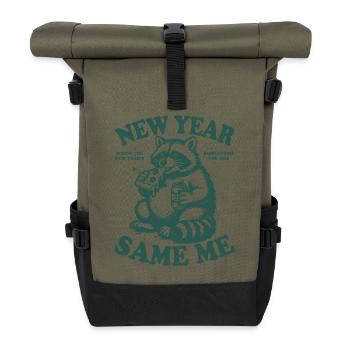Raccoon | New Year, Old Me | good intentions - Roll Top Backpack - olive/black - Front