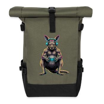 Kangaroo Games Animal Video Games Funny Kangaroo - Roll Top Backpack - olive/black - Front