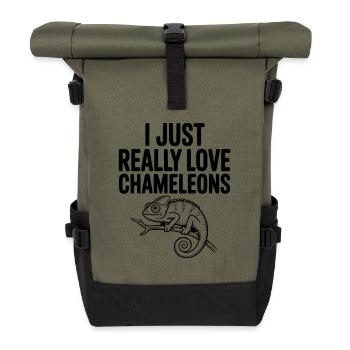 Ich liebe Chamäleons einfach. - Rolltop Rucksack - Olive/Schwarz - Vorne