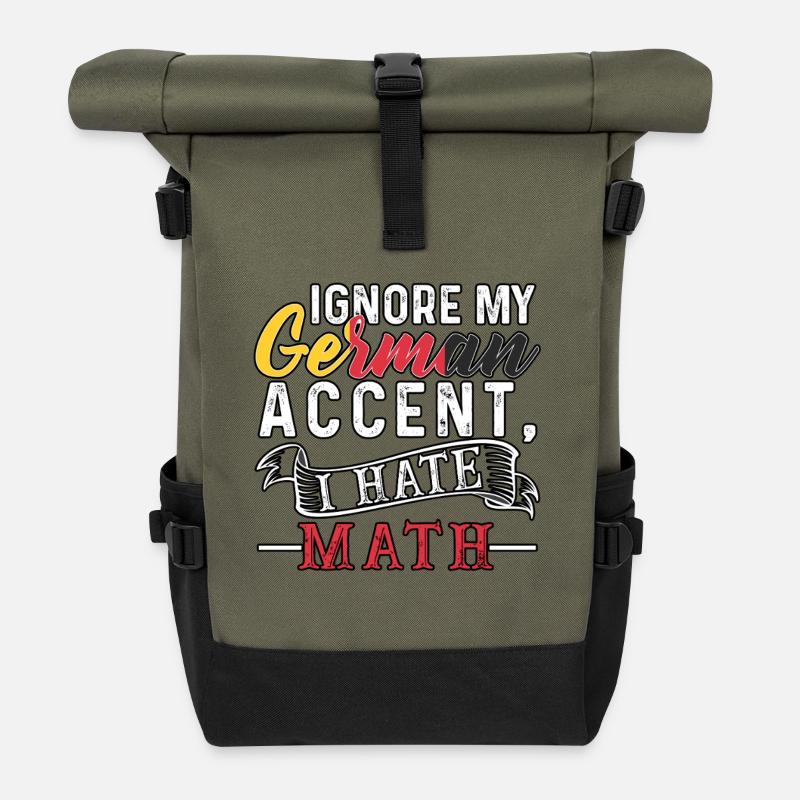 Ignorez mon accent allemand, je déteste les maths - Sac à dos roll top - olive/noir