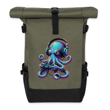 Octopus Games Animal Video Games Funny Octopus - Roll Top Backpack - olive/black - Front