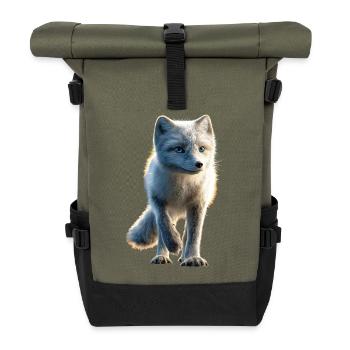 Polarfuchs Schneefuchs Eisfuchs Süßer Weißer Fuchs - Rolltop Rucksack - Olive/Schwarz - Vorne