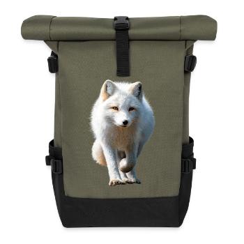 Polarfuchs Schneefuchs Eisfuchs Süßer Weißer Fuchs - Rolltop Rucksack - Olive/Schwarz - Vorne