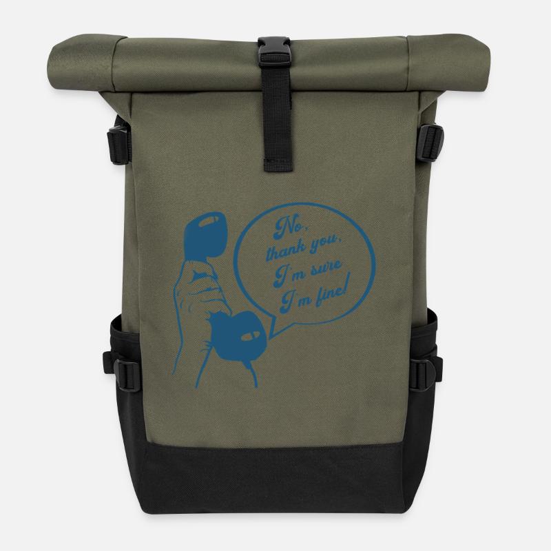 Style rétro de téléphone : conversation drôle Je vais bien - Sac à dos roll top - olive/noir