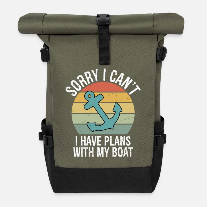 Sorry I Can't I Have Plans with My Boat Captain - Rolltop Rucksack - Olive/Schwarz