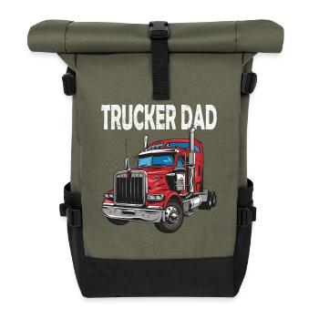 Motif camion Papa Camionneur - Sac à dos roll top - olive/noir - Devant