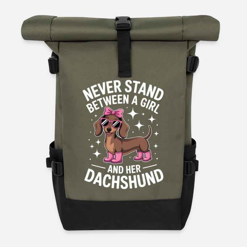 Dackel Sprüche Mädchen Lustiges Dackel Geschenk - Rolltop Rucksack - Olive/Schwarz
