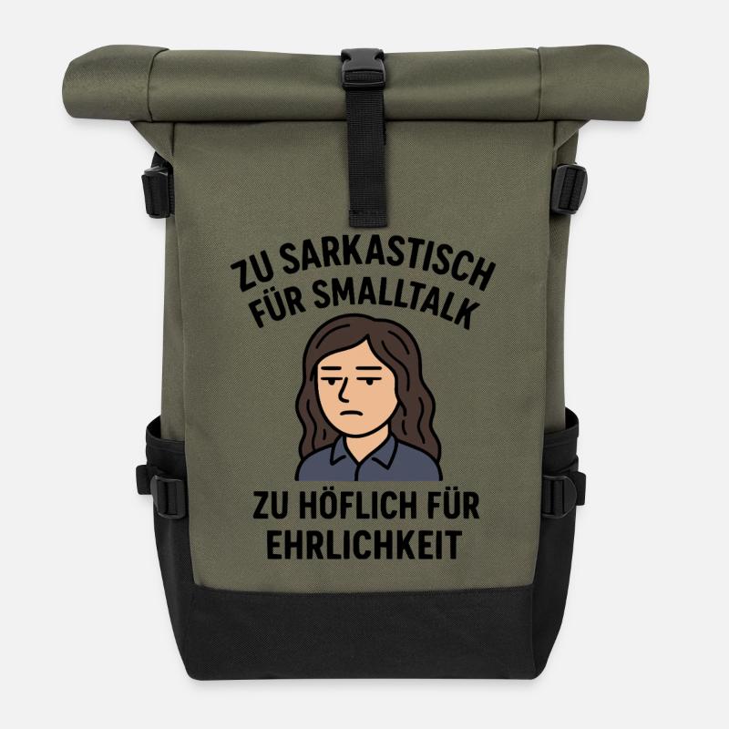 Zu höflich, zu ehrlich - Comic Spruch für Frauen - Rolltop Rucksack - Olive/Schwarz