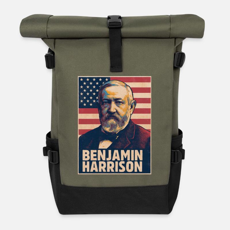 Benjamin Harrison USA - Rolltop Rucksack - Olive/Schwarz