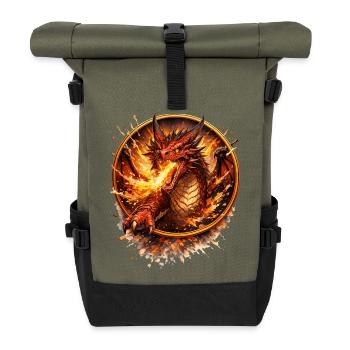 Fire Dragon in the Circle of Flames - Roll Top Backpack - olive/black - Front