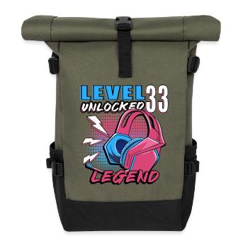 Level 33 Unlocked Legend - Rolltop Rucksack - Olive/Schwarz - Vorne