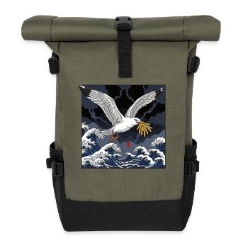 Seagulls steals Frieze Lustig - Roll Top Backpack - olive/black - Front