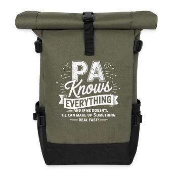 PA knows everything – he invents it quickly - Roll Top Backpack - olive/black - Front