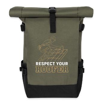 Dachdecker Handwerker Beruf Spruch - Rolltop Rucksack - Olive/Schwarz - Vorne