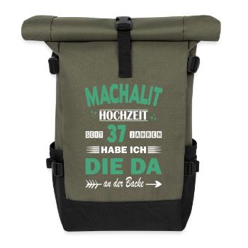 37 Jahre Beziehung Jahrestag Hochzeitstag  - Rolltop Rucksack - Olive/Schwarz - Vorne