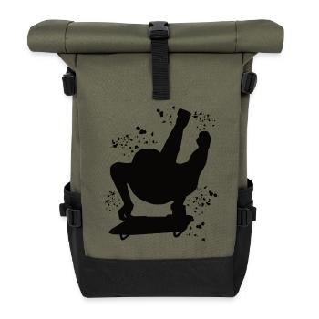 Skeleton Bobsleigh Winter Sports Sled - Roll Top Backpack - olive/black - Front
